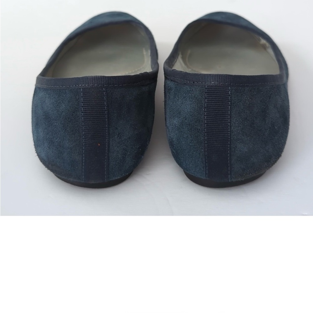 Lands' End Emma Rounded Toe Flats Suede Leather Dusk Blue size 8D Wide - Picture 5 of 8